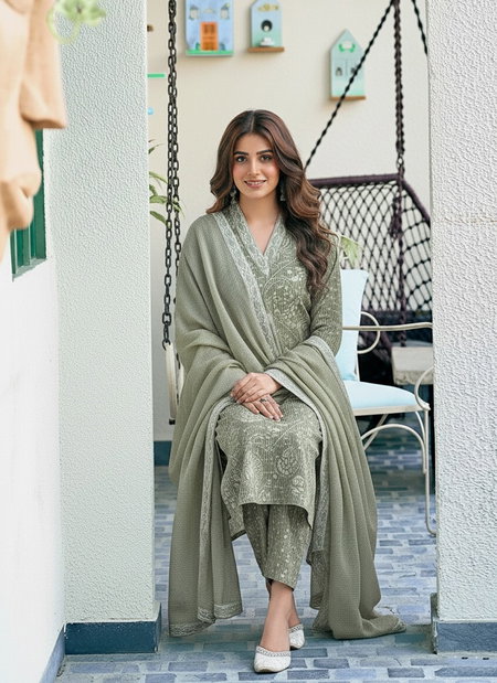 Pista Colour Rayon Printed Kurti With Pant Dupatta Wholesalers In Delhi Aaradhna 2053
